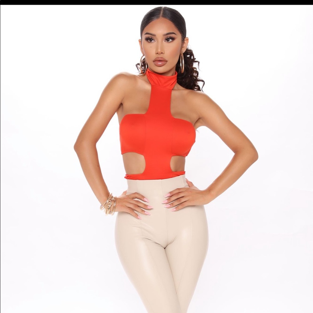 Orange cut out NEW bodysuit Fashion Nova